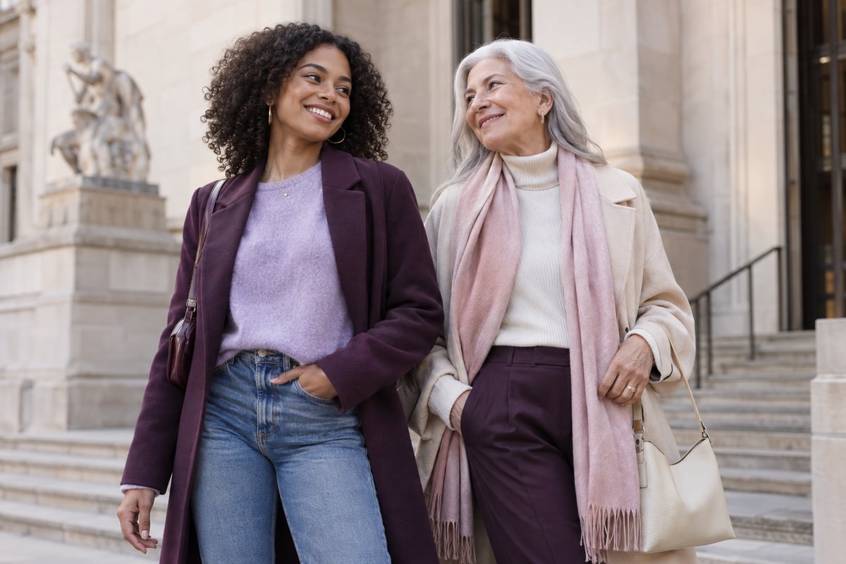 Two fictional adult models wearing individual everyday styles